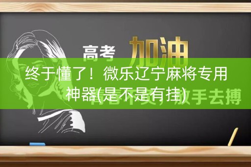 终于懂了！微乐辽宁麻将专用神器(是不是有挂)