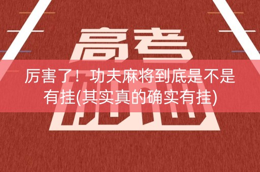 厉害了！功夫麻将到底是不是有挂(其实真的确实有挂)