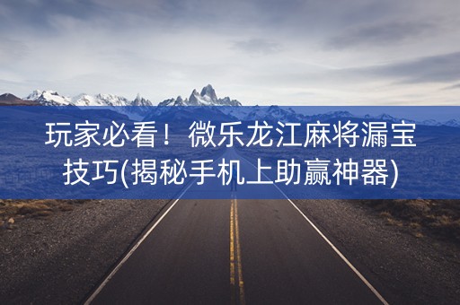 玩家必看！微乐龙江麻将漏宝技巧(揭秘手机上助赢神器)