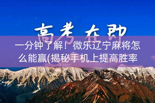 一分钟了解！微乐辽宁麻将怎么能赢(揭秘手机上提高胜率)