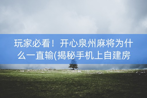 玩家必看！开心泉州麻将为什么一直输(揭秘手机上自建房怎么赢)