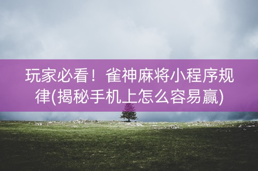 玩家必看！雀神麻将小程序规律(揭秘手机上怎么容易赢)