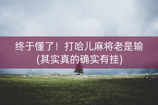 终于懂了！打哈儿麻将老是输(其实真的确实有挂)