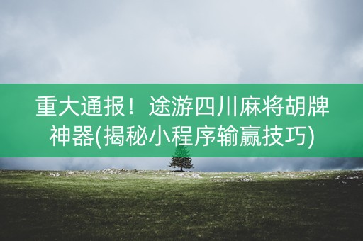 重大通报！途游四川麻将胡牌神器(揭秘小程序输赢技巧)