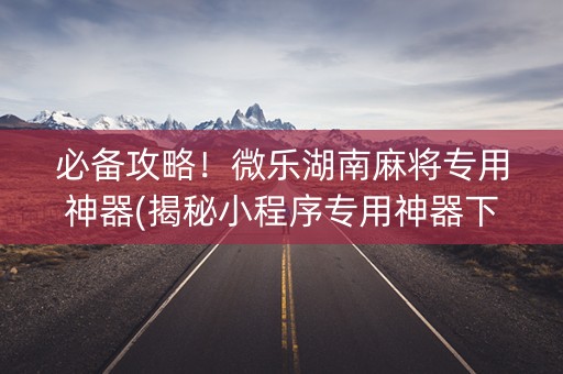 必备攻略！微乐湖南麻将专用神器(揭秘小程序专用神器下载)