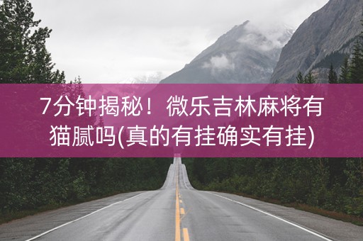 7分钟揭秘！微乐吉林麻将有猫腻吗(真的有挂确实有挂)