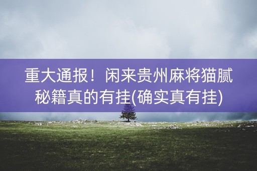 重大通报！闲来贵州麻将猫腻秘籍真的有挂(确实真有挂)