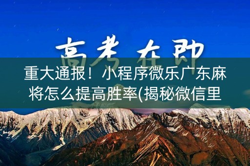 重大通报！小程序微乐广东麻将怎么提高胜率(揭秘微信里提高胜率)
