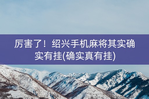 厉害了！绍兴手机麻将其实确实有挂(确实真有挂)