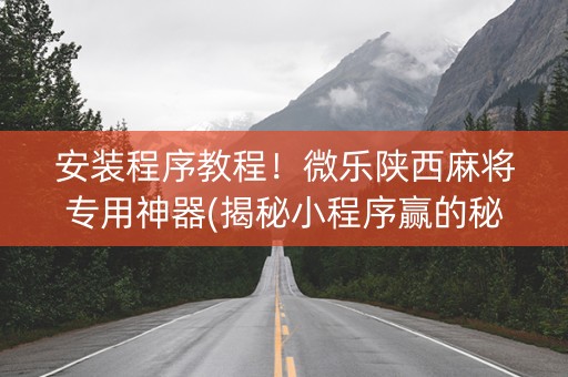 安装程序教程！微乐陕西麻将专用神器(揭秘小程序赢的秘诀)