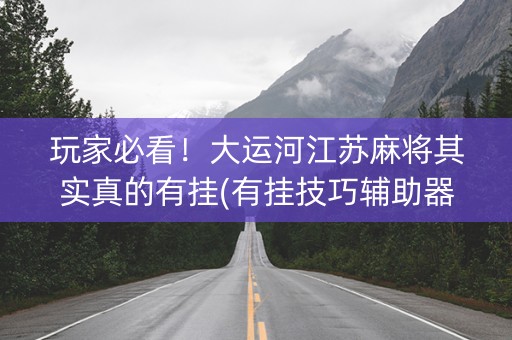 玩家必看！大运河江苏麻将其实真的有挂(有挂技巧辅助器)
