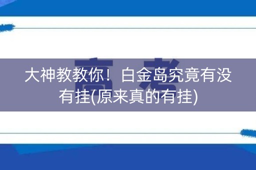 大神教教你！白金岛究竟有没有挂(原来真的有挂)