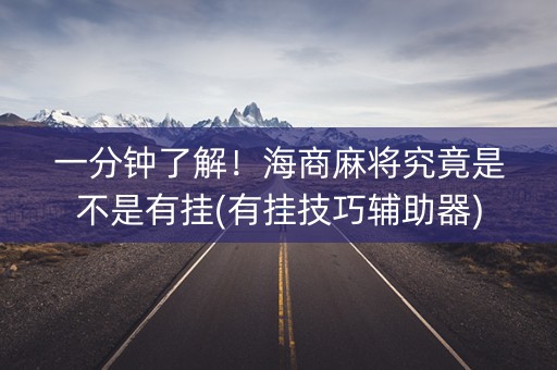 一分钟了解！海商麻将究竟是不是有挂(有挂技巧辅助器)