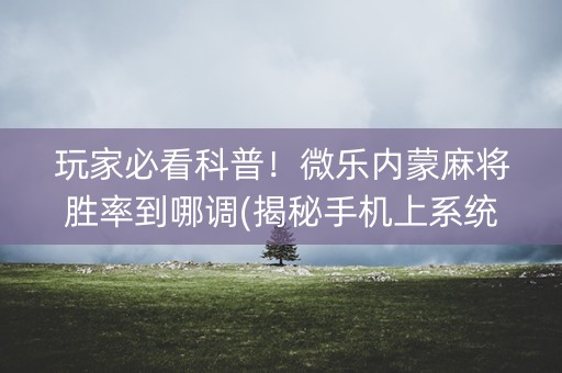 玩家必看科普！微乐内蒙麻将胜率到哪调(揭秘手机上系统发好牌)