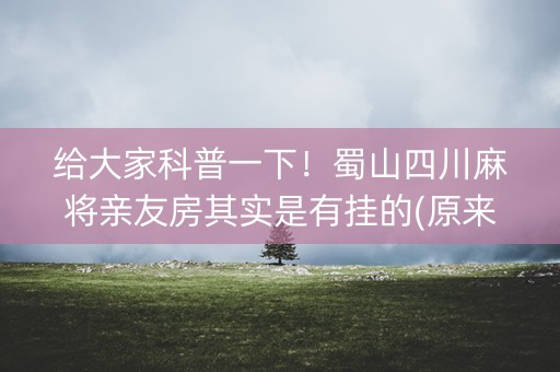 给大家科普一下！蜀山四川麻将亲友房其实是有挂的(原来真的有挂)