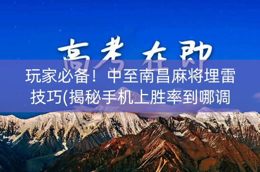玩家必备！中至南昌麻将埋雷技巧(揭秘手机上胜率到哪调)