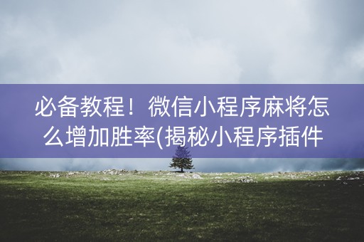 必备教程！微信小程序麻将怎么增加胜率(揭秘小程序插件购买)