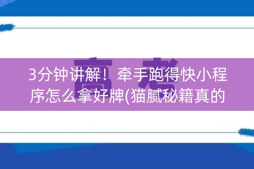 3分钟讲解！牵手跑得快小程序怎么拿好牌(猫腻秘籍真的有挂)