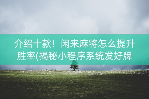 介绍十款！闲来麻将怎么提升胜率(揭秘小程序系统发好牌)