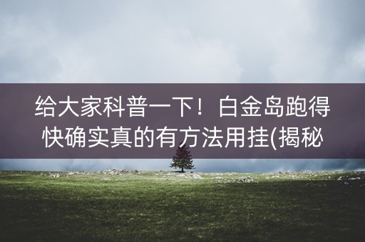 给大家科普一下！白金岛跑得快确实真的有方法用挂(揭秘手机上系统发好牌)
