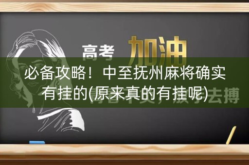 必备攻略！中至抚州麻将确实有挂的(原来真的有挂呢)