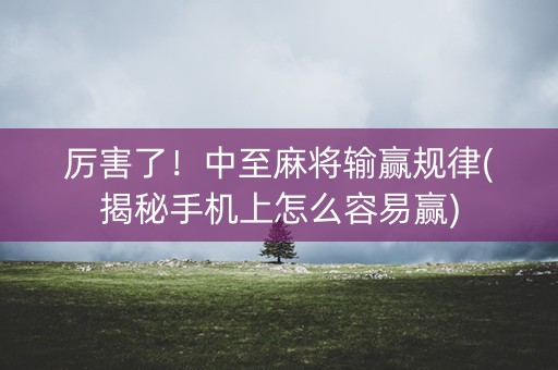 厉害了！中至麻将输赢规律(揭秘手机上怎么容易赢)