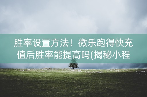 胜率设置方法！微乐跑得快充值后胜率能提高吗(揭秘小程序确实有猫腻)