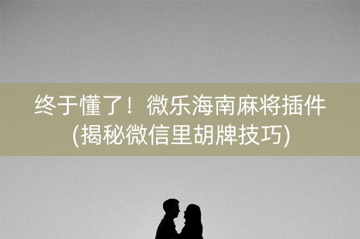 终于懂了！微乐海南麻将插件(揭秘微信里胡牌技巧)