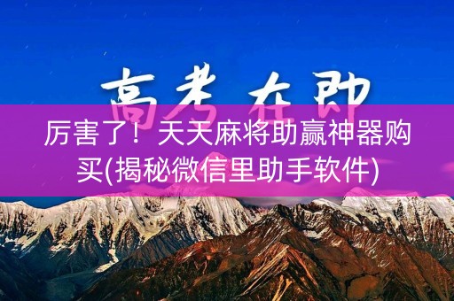 厉害了！天天麻将助赢神器购买(揭秘微信里助手软件)