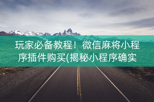 玩家必备教程！微信麻将小程序插件购买(揭秘小程序确实有猫腻)