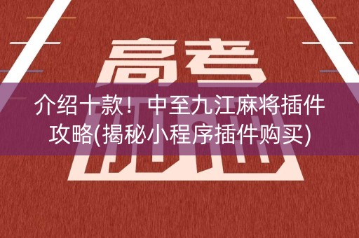 介绍十款！中至九江麻将插件攻略(揭秘小程序插件购买)