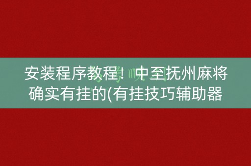 安装程序教程！中至抚州麻将确实有挂的(有挂技巧辅助器)
