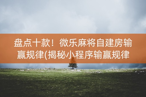 盘点十款！微乐麻将自建房输赢规律(揭秘小程序输赢规律)