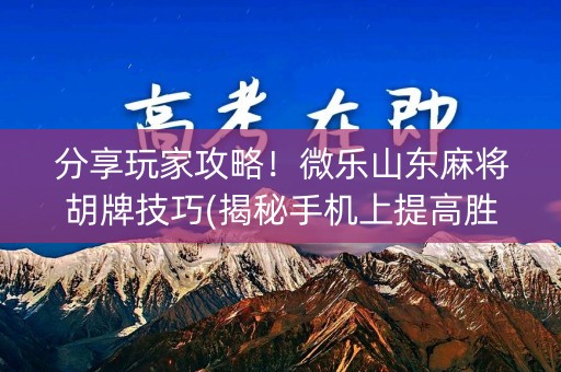 分享玩家攻略！微乐山东麻将胡牌技巧(揭秘手机上提高胜率)