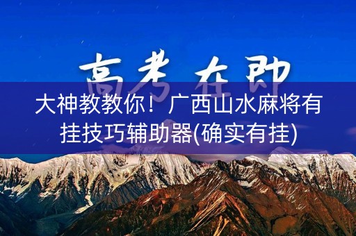 大神教教你！广西山水麻将有挂技巧辅助器(确实有挂)
