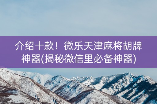 介绍十款！微乐天津麻将胡牌神器(揭秘微信里必备神器)