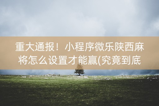 重大通报！小程序微乐陕西麻将怎么设置才能赢(究竟到底有挂吗)