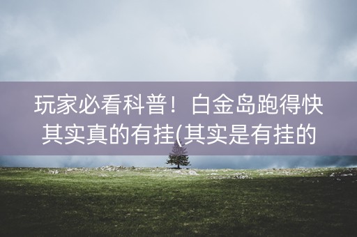 玩家必看科普！白金岛跑得快其实真的有挂(其实是有挂的)
