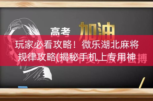 玩家必看攻略！微乐湖北麻将规律攻略(揭秘手机上专用神器)