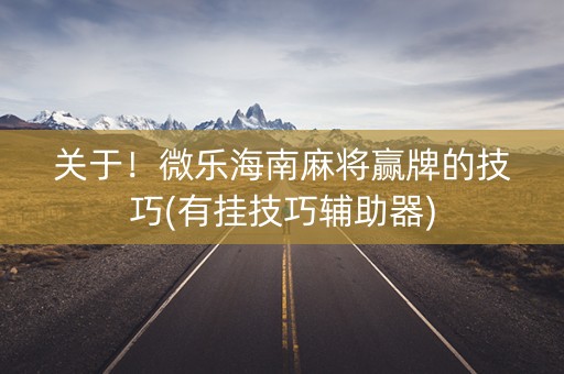 关于！微乐海南麻将赢牌的技巧(有挂技巧辅助器)