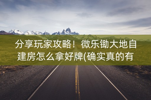 分享玩家攻略！微乐锄大地自建房怎么拿好牌(确实真的有挂)