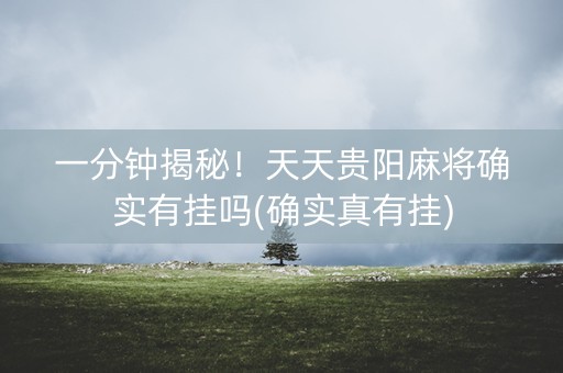 一分钟揭秘！天天贵阳麻将确实有挂吗(确实真有挂)