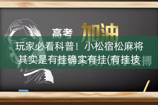 玩家必看科普！小松宿松麻将其实是有挂确实有挂(有挂技巧辅助器)