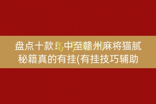 盘点十款！中至赣州麻将猫腻秘籍真的有挂(有挂技巧辅助器)