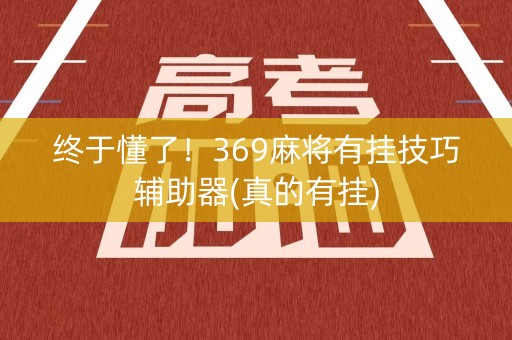 终于懂了！369麻将有挂技巧辅助器(真的有挂)