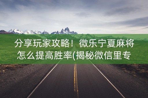 分享玩家攻略！微乐宁夏麻将怎么提高胜率(揭秘微信里专用神器)