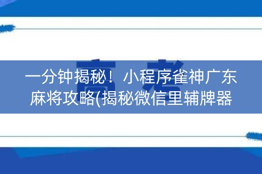 一分钟揭秘！小程序雀神广东麻将攻略(揭秘微信里辅牌器)