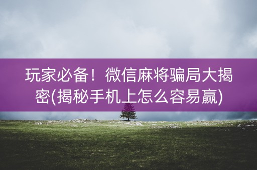 玩家必备！微信麻将骗局大揭密(揭秘手机上怎么容易赢)