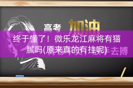 终于懂了！微乐龙江麻将有猫腻吗(原来真的有挂呢)