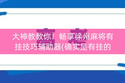 大神教教你！畅享徐州麻将有挂技巧辅助器(确实是有挂的)